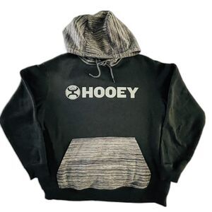 Hooey Logo Hoodie XL Black Gray Pocket Pullover Western Ranch Sweatshirt